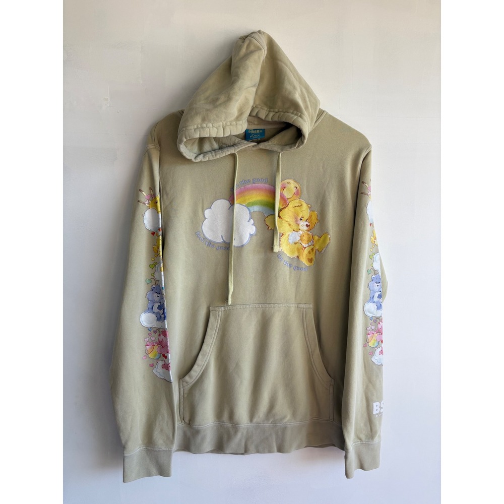 BSR by Samii Ryan Care Bears Feel The Good Hoodie Small Tan Graphic Sweatshirt